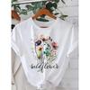 European Size Women'S Floral Print Crew Neck T-Shirt - "Wildflower" Design, Casual Short Sleeve Tee for Spring & Summer