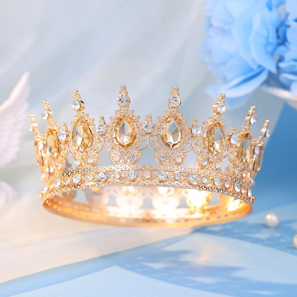 Fashion Crystal Rhinestone Round Tiaras And Crowns For Bride Women Queen Princess Diadems Girls Wedding Hair Accessories