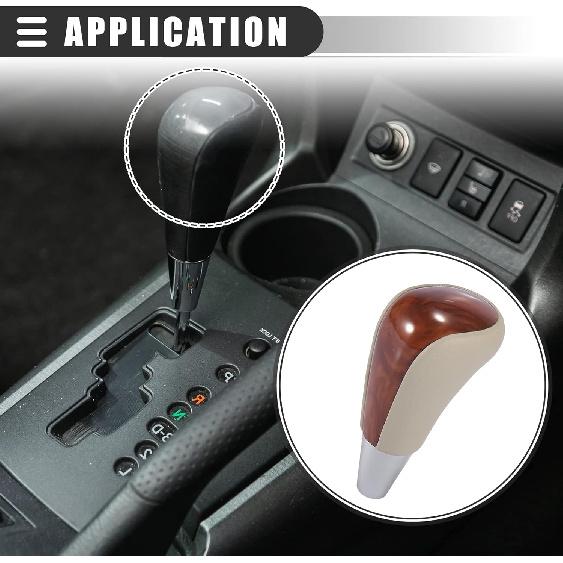 Motoforti Car Automatic Gear Stick Shift Knob, for Toyota RAV4 Camry Corolla, Faux Leather, Wood, Beige Brown