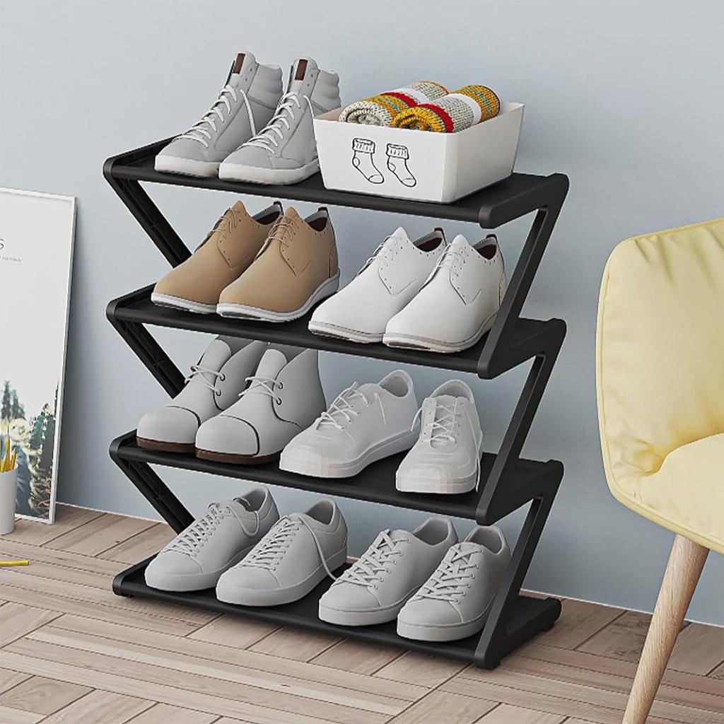 4-stufiger Edelstahl-Schuhregal-Organizer, Unabhängiger Schuhschrank Multifunktionaler Eingangsschuhschrank Flurschuhschrank