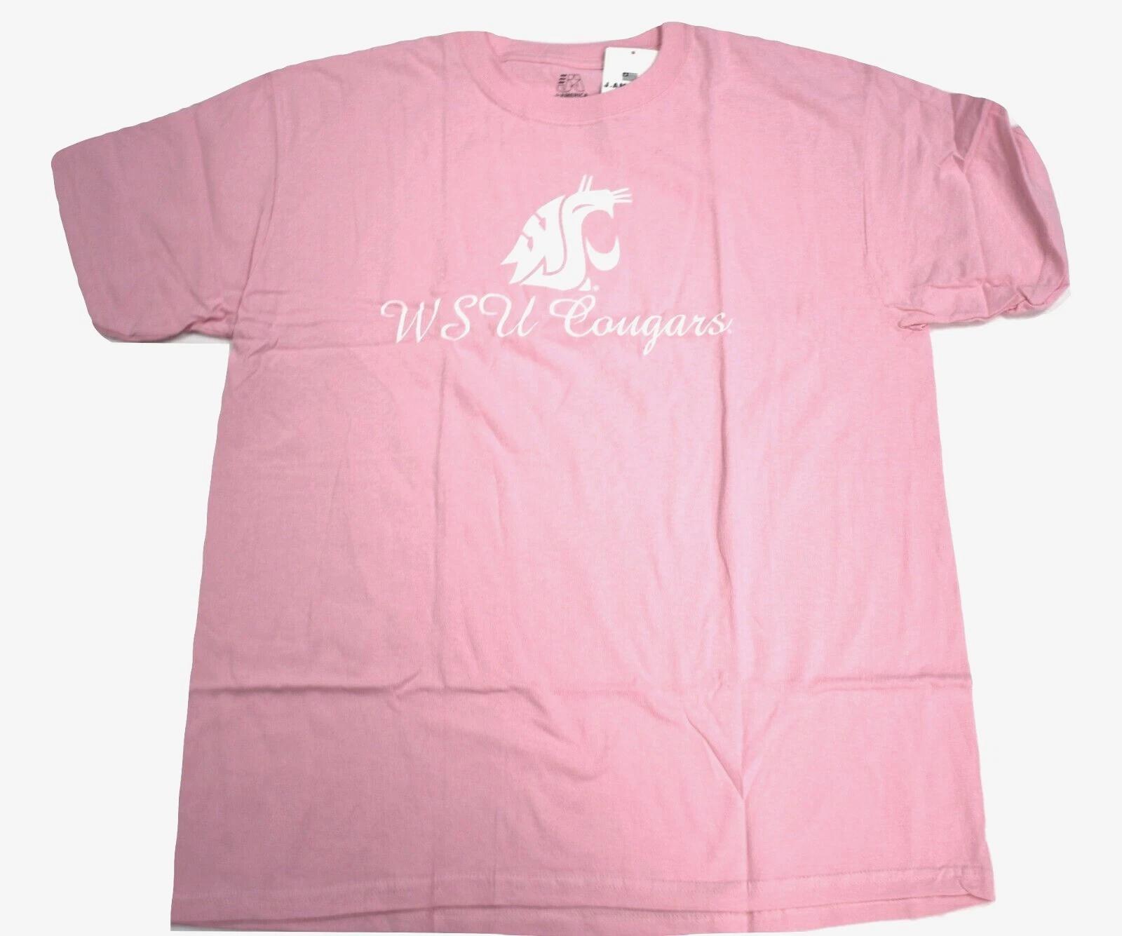 J. America Adult NCAA Washington State WSU Cougars Pink Shirt NWT S-XL 3XL