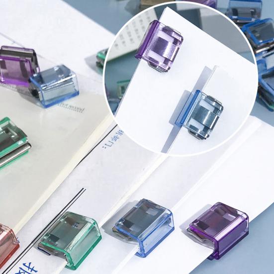 Transparent Metal Push Clips with Storage Case Multi-Purpose Binder Clip for Pants Hem Book Documents Reusable Colorful Paper Clamp for Office School