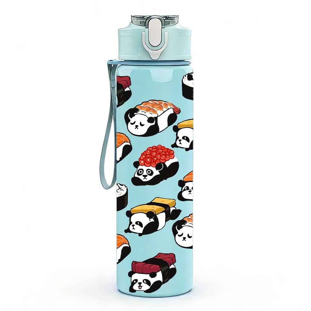 1PC Colorful Panda Toy Collection Pattern 750ml Color Plastic Sports Water Bottle Leakproof Flip Straw Lid Suitable for Sports Office Home Use