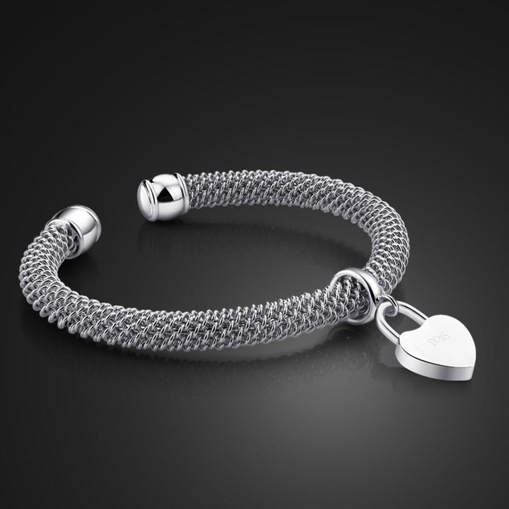 Personalized Woven Soft Bracelet Heart Lock Bracelet Women'S Electroplated Platinum Versatile Square Lock Jewelry