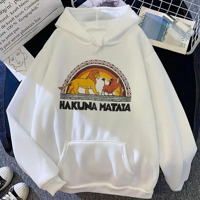 Hakuna Matata Funny Cartoon Simba Cute Anime Hoodie Women Harajuku Lion King Kawaii Manga Sweatshirt Graphic Hoodie Men