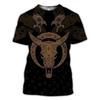Summer Round Neck 3D Viking Symbol Pattern Print Top Fashionable Casual Short Sleeved Men's T-shirts