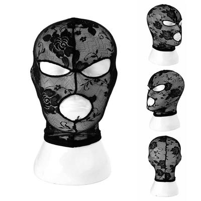Elastic Black Lace Mask Sexy Full Face Hood Fashion Head Cover  Holiday