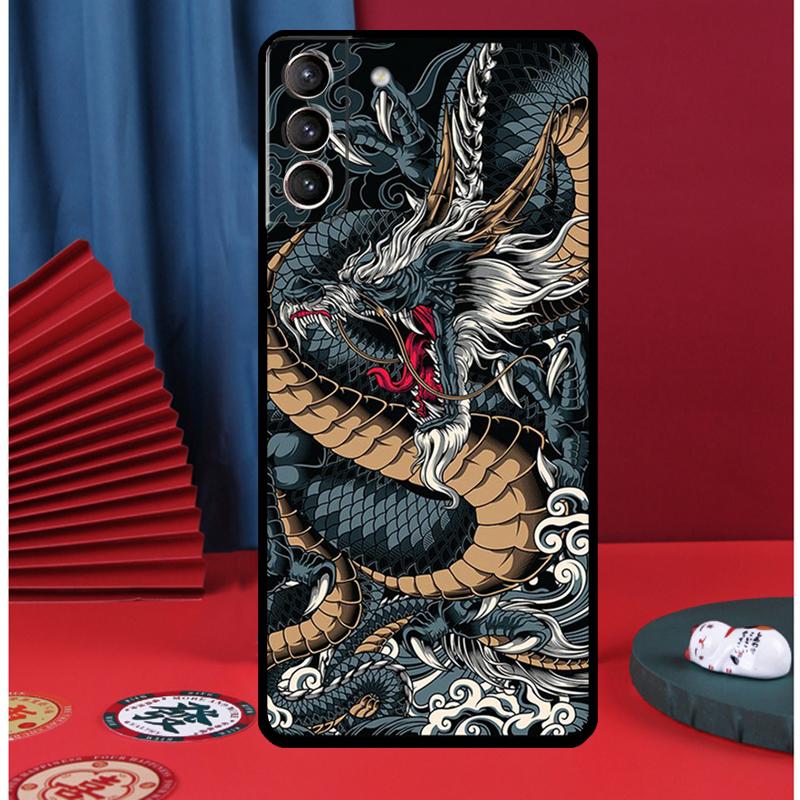 Japanese Dragon Style Phone Case For Samsung Galaxy S25 Ultra S9 S10 S20 S21 S22 Plus S23 FE S24 Ultra Back Cover