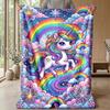 Rainbow unicorn clouds Theme blanket Lightweight Warm Flannel Blanket Decorative Throw Blanket for Home Decoration