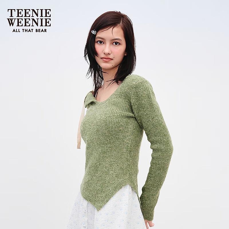 Teenie Weenie Bearnova 2025 Autumn Women's Asymmetrical Off-Shoulder Sweater