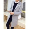 Trench da uomo autunno e inverno, colletto da completo, cappotto di lana medio e lungo, versione coreana del cappotto di lana tinta unita slim-fit da giovane