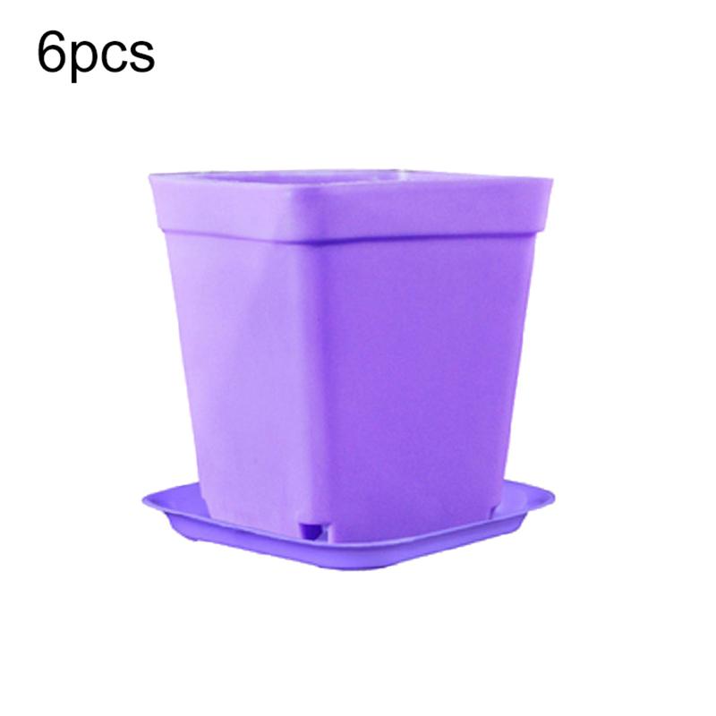 6pcs Plastic Square Flower Pot with Cover 7x7cm Garden Balcony Decoration Office Desktop Flower Pot Plant Growing Container TMZ