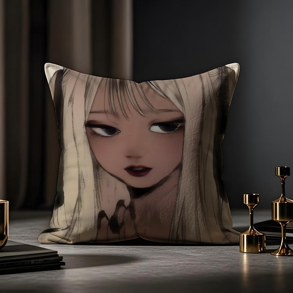 American-style Girls' Anime Cushion Cover Anti-dustmite Pillowcase Invisible Zipper Silky Short Plush Sofa Cushion Cover