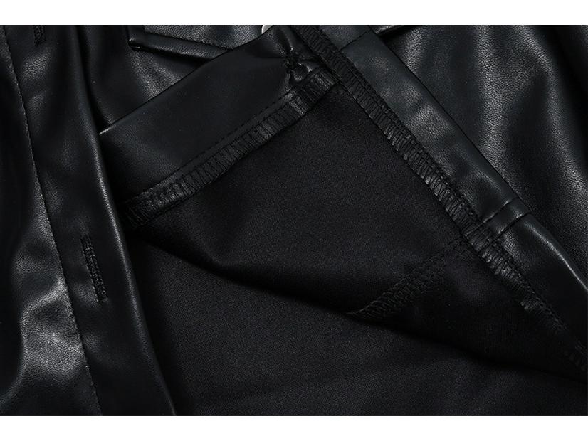 European-American Motorcycle Style Crop Top: Turn-Down Collar, Long Sleeve Jacket for Autumn/Winter Fashion.