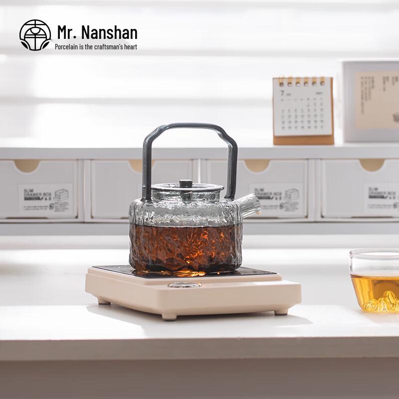 Japanese Style Glass Teapot with Blue & Gold Accents