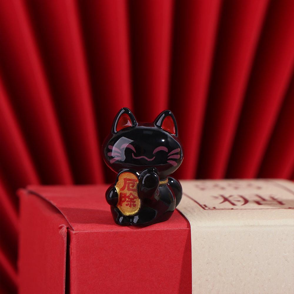 Cute Lucky Cat Statue Creative Animal Model Miniatures Art Crafts Lucky Cat Figurine  Collectible