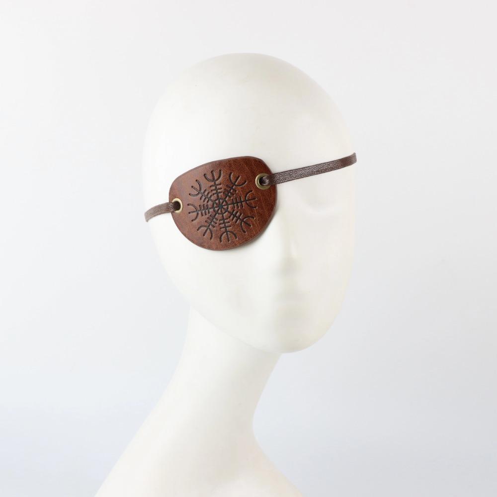 Hand Made Flat Profile Eyepatch Leather Halloween Costume Accessories Pirate Eye Mask