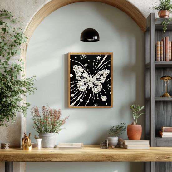 3D-Perlenmalerei-Set zum Selbermachen: Mosaik-Wandbild mit Strassperlen und Schmetterlingen für Erwachsene – ideal für die Schlafzimmerdekoration.