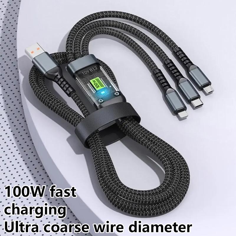 

Кабель 3 в 1 100 Вт Прозрачный Кабель для быстрой зарядки Type C USB Micro для Huawei Oppo Vivo Samsung Xiaomi Индикатор Зарядное устройство USB C 6A 2M