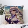 Genshin Impact Keqing Cushion Cover Eco Linen Pillow Case DoubleSided Print Breathable Durable Zipper Home Decor Gift