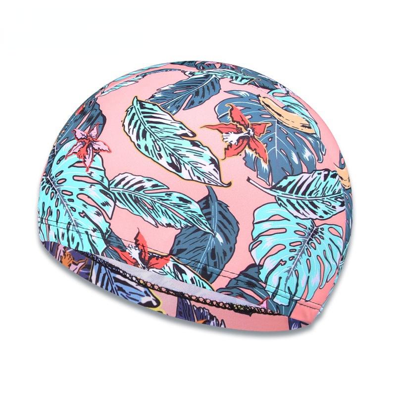 1PC Fashion Swimming Cap Men/Women Flowers Printed Long Hair Sports Swim Pool Bathing Hat Elastic Nylon Turban Sports Accessory