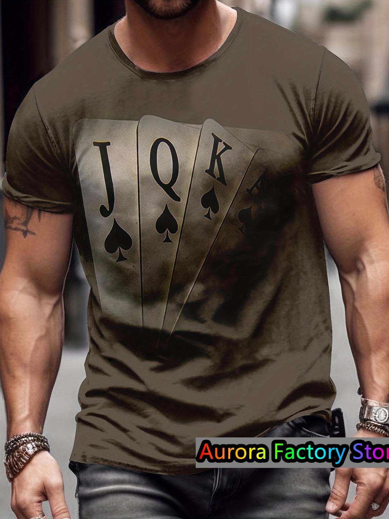 

Poker Elements 3D Digital Pattern Print Чоловіча футболка з повсякденними зручними футболками з короткими рукавами Пуловер Топи Чоловічий літній одяг XXL
