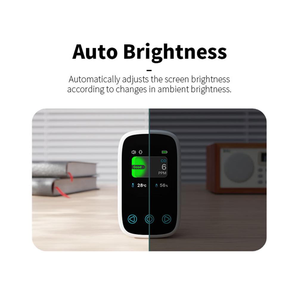 Mini CO Detector Portable Carbon Monoxide Tester Rechargeable Multifunctional Air Quality Monitor Temperature and Humidity Meter