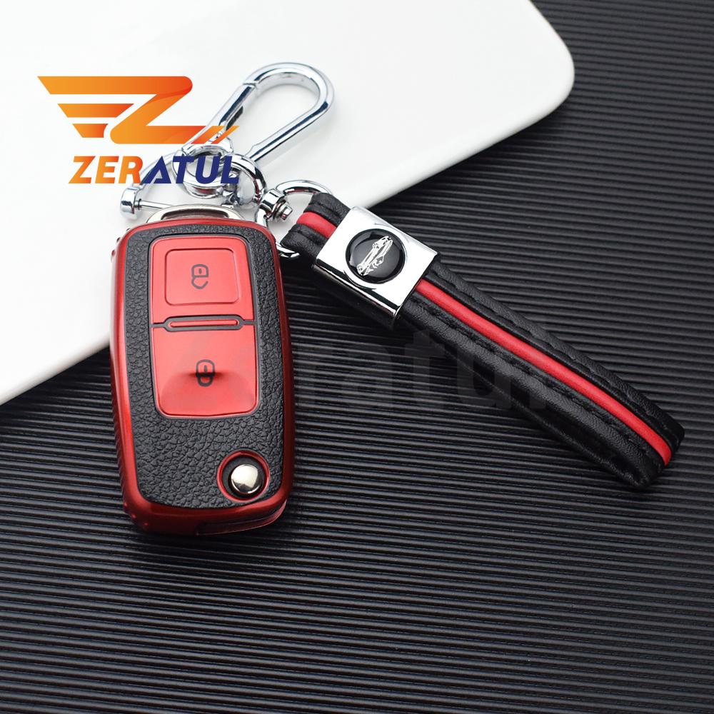 rmwpf7 2/3 Buttons TPU Leather Car Key Case Cover Shell Fob Bag for VW Volkswagen Polo Tiguan Passat Golf Jetta Lavida Skoda Octavia