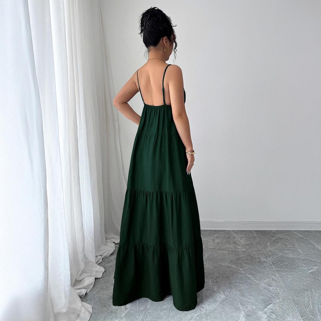 Elegant European & American Strappy Bandeau Long Dress - Autumn/Winter 2026 Women's Collection