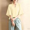ZANZEA Women Casual V-Neck Solid Color Loose Half Sleeve Blouse