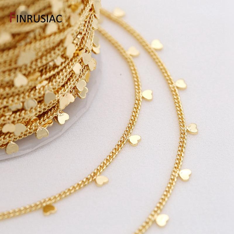 2026 Fashion 14k Gold Plated Heart Chain For Jewelry Making 1.6mm Metal Chains Wholesale DIY Jewellery Craft