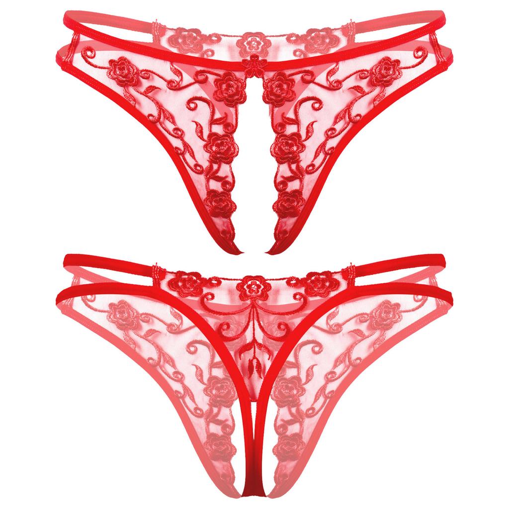Sexy Lace Muži Sissy Kalhotky Gay Bikiny G-String Crotchless Kalhotky Tanga Spodní prádlo