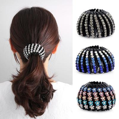 Hair Headwear Rhinestone Crystal Hair Bun Maker Ponytail Clamps Bird Nest Hair Claw Hair Fold Wrap