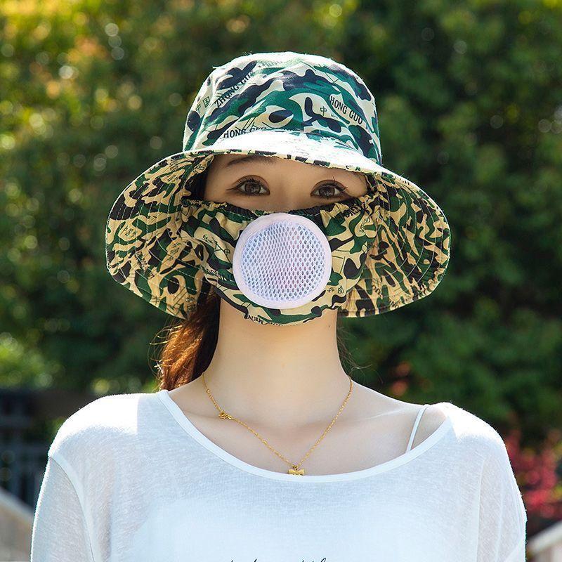 Tee pflücken und auf dem Feld arbeiten, Sonnenhut mit Belüftungsloch, integrierte Gesichtsbedeckung durch Maske, Sonnenschutz UV-Sonnenhut