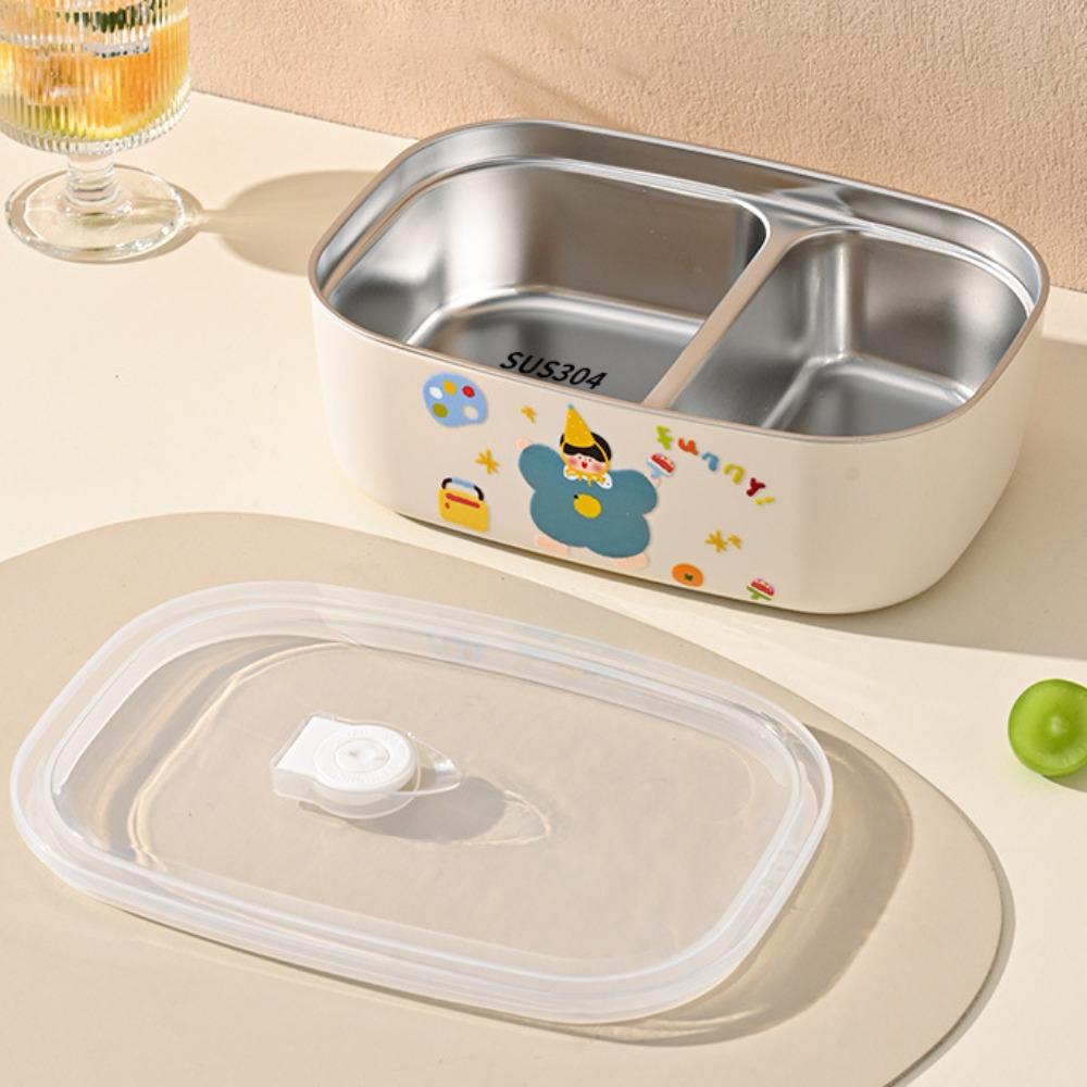 1500/1000ML 304 Stainless Steel Lunch Box Microwaveable Cartoon Pattern Food Storage Box Sealed Leak-proof Fresh Keeping Box