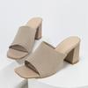 Design Cozy Elastic Fabric Women Slippers High Quality Summer Shoes Concise Square Chunky Heels Zapatos De Mujer