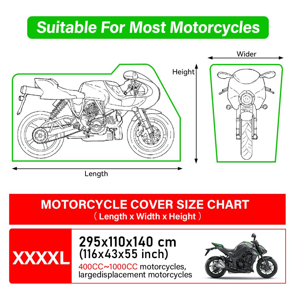 300D Motorcycle Cover Waterproof All Season Dustproof UV Protective Outdoor Indoor Scooter Wear-resistant Fabric Motorbike Cover