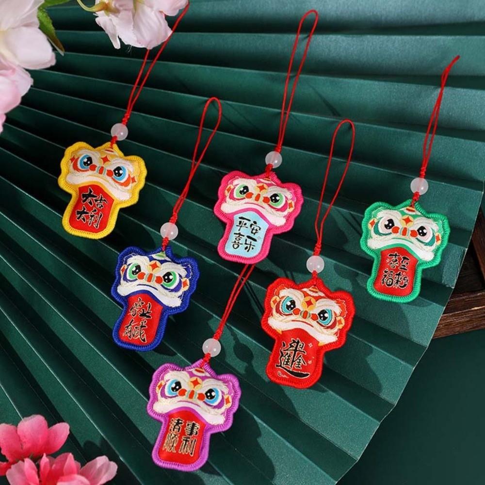 Awakened Lion Lion Dance Embroidered Pendant Brocade Car Hanging Ornaments Festive Accessory