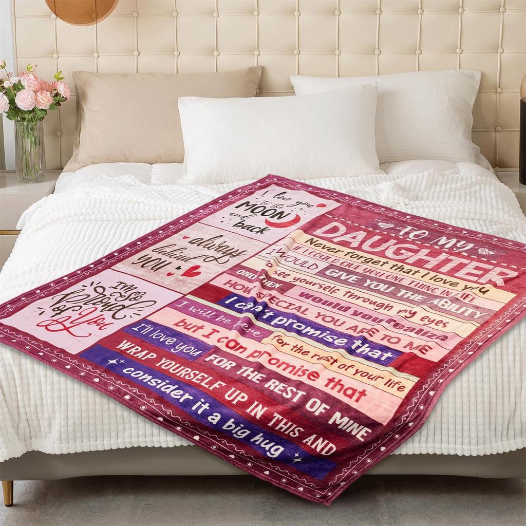 Mom to Daughter Skin-friendly Bedding Blanket Christmas Valentine's Day Teen Girl Gift 60 "x 80" 150x200cm