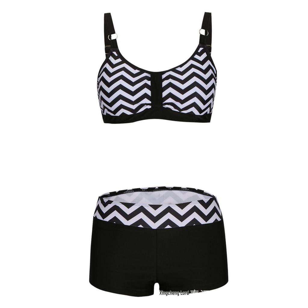 2025 Cross-border Flat-leg Halter Print Slimming Bikini Set