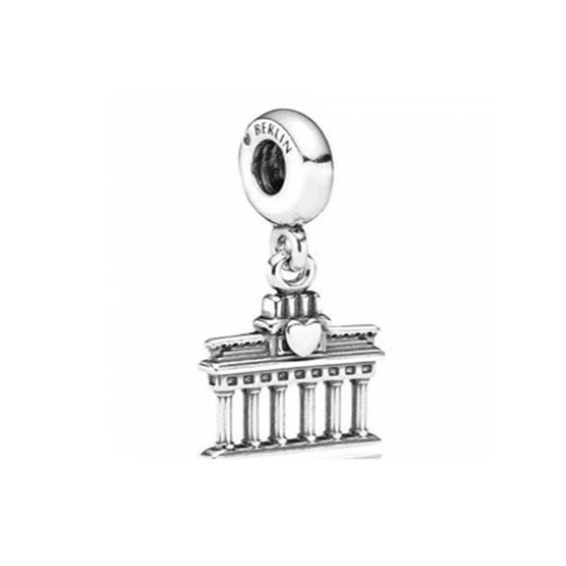 Ciondolo Fascino Argento 925 Fai da Te Torre Porta Castello Nave Angelo per Donne Gioielli Collana Bracciale Boutique