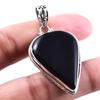Přívěsek z přírodního černého onyxu, drahokam 925, masivní sterlingové stříbro, 1,8 cm, U3A43