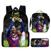 3-Piece Student Pencil Pouch Large Capacity Durable Backpack Argentina Full Print Picnic Bag Travel Organizer Set Stylish Multi-Purpose