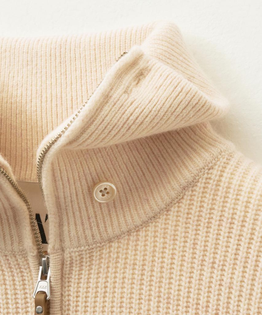 Seteo Button-Up Sailor Half Knit Zip-Up Cream