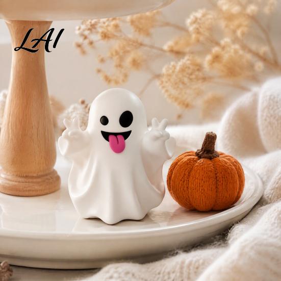 Cute Desk Accessory for Autumn Halloween Ghost Figurine Mini Cartoon Statue Little Spooky Table Decor Desktop Ornament Tiered Tray Home Yet Adorable