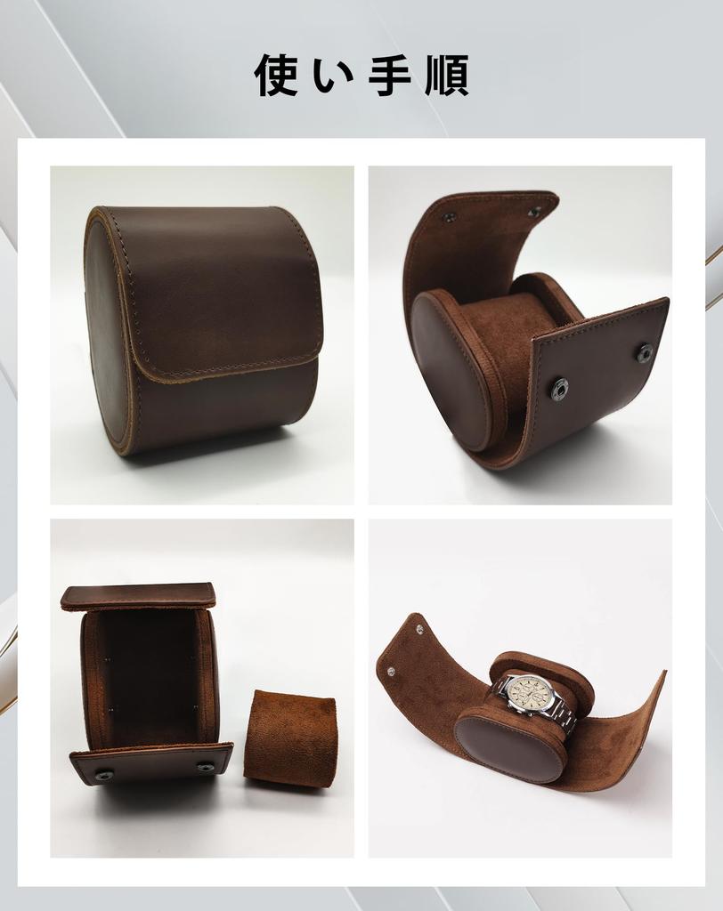TINGSING Watch Case for One PU Leather and Perfect for Business Trips and Stylish Gift Watch, Brown, Suede, Portable, Travel,