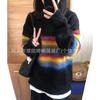 New Korean Retro Color Striped Sweater Jacket Women's Clothing Autumn and Winter Loose Lazy Wind Knitted Sweater Cardigan Top