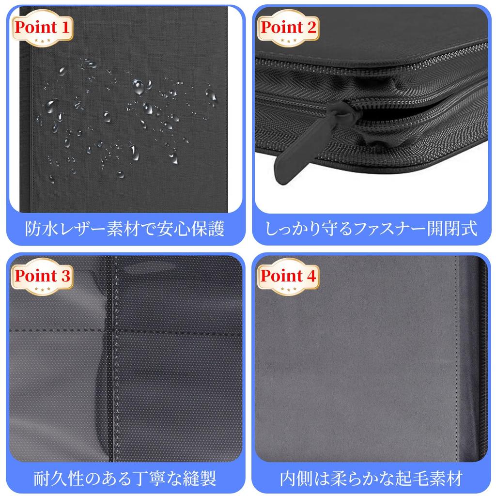 PAKESI Star Card 9 Holds 360 PU Card Collection File for Star Cards and Other Cards File, Pockets, Cards, (Black)