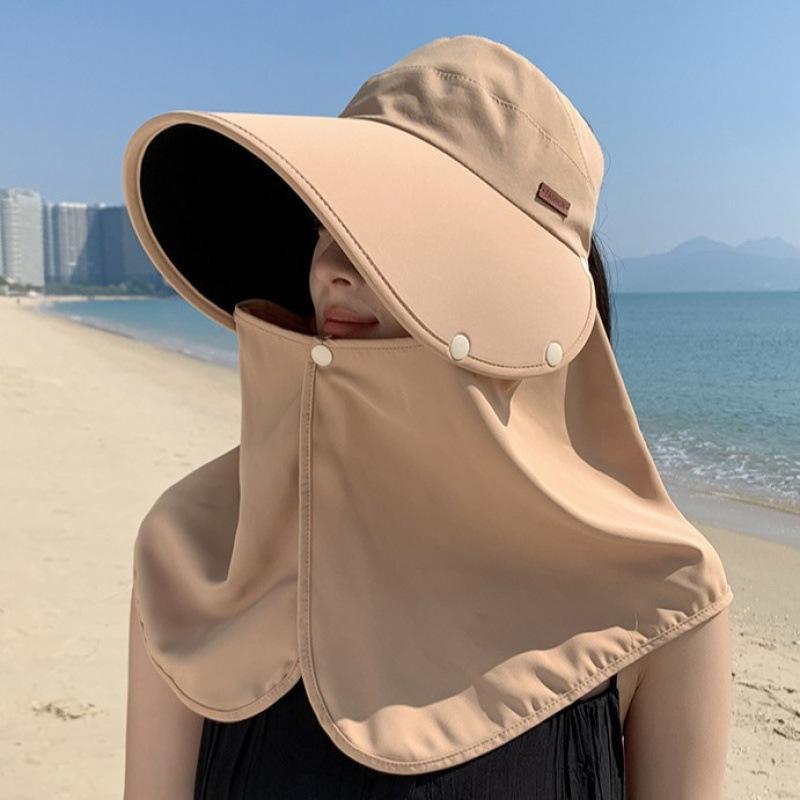 Big girl sunscreen hat summer new neck protection anti-ultraviolet bucket hat multi-functional sunshade brim shawl