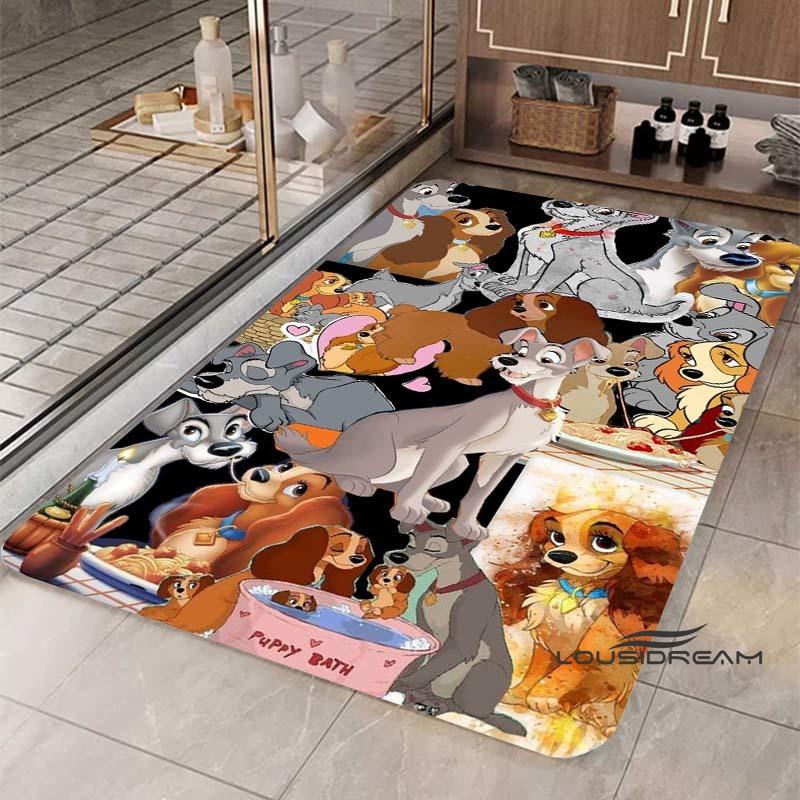 Cartoon Lady and the Tramp rug, suitable for bedroom, living room and other home décor, fluffy square rug, soft area rug, play